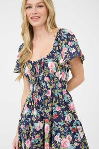 FLORAL TIERED MINI DRESS