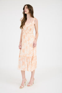 FLORAL RUFFLE MIDI DRESS