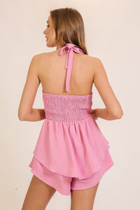 TIERED HALTER ROMPER