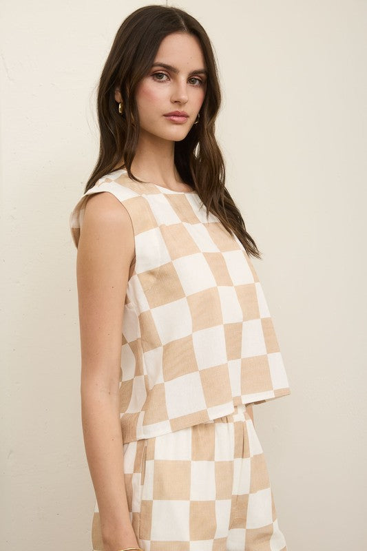CHECKERED LINEN SET