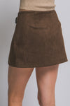 SUEDE BUCKLE MINI SKIRT