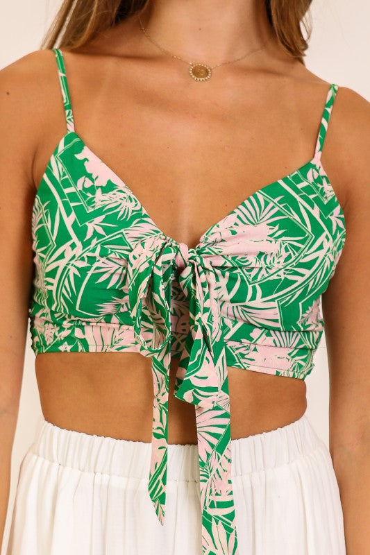 TROPICAL FRONT-TIE CROP TOP