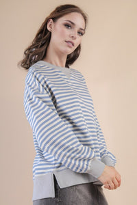 TWO-TONED STRIPED OVERSIZE TOP