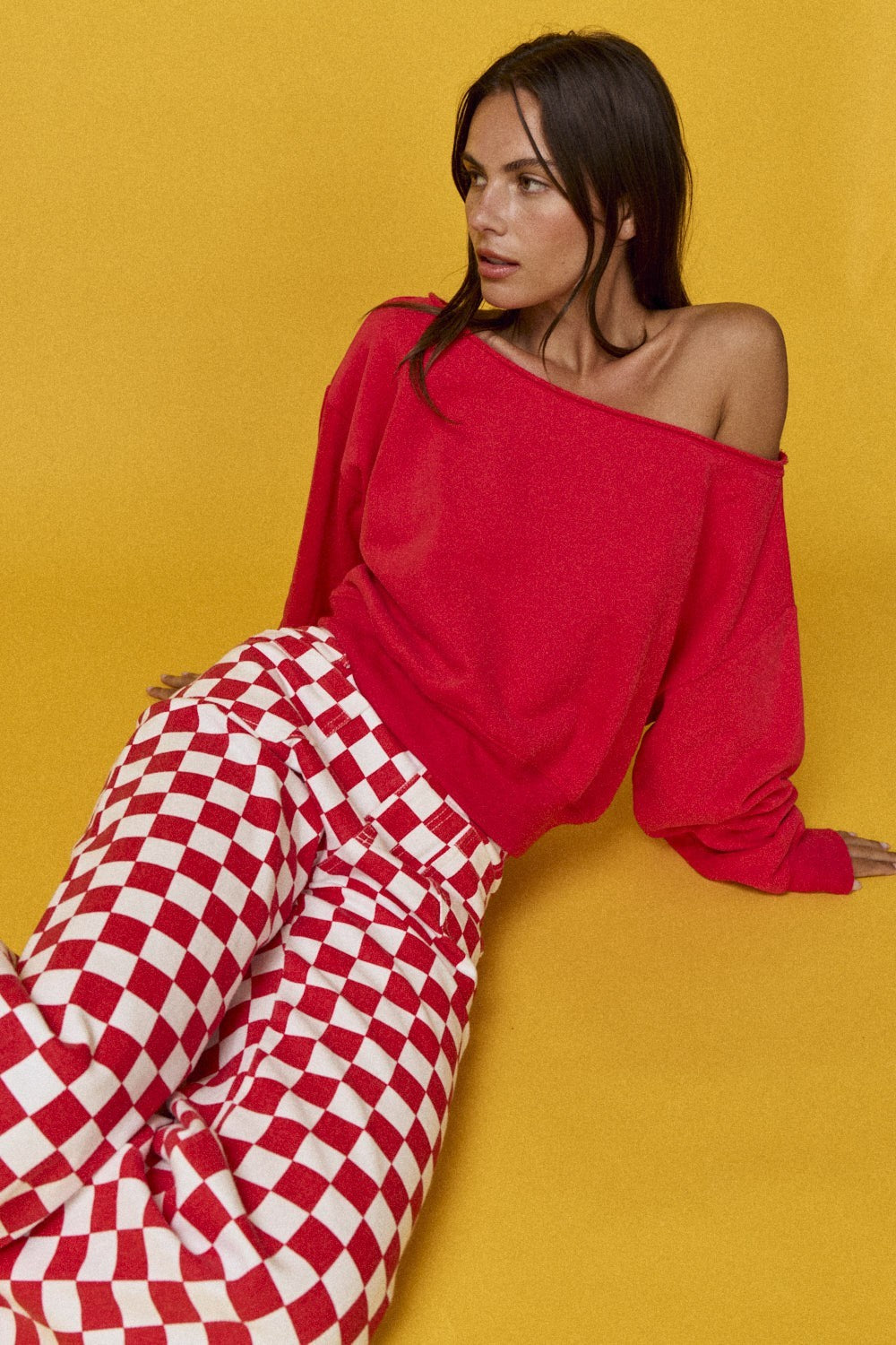 DENIM CHECKERED PANTS