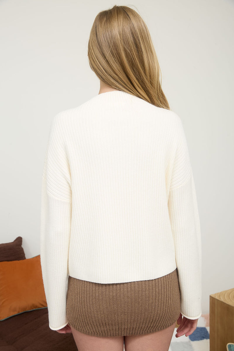 MOCK NECK LONG SLEEVE SWEATER