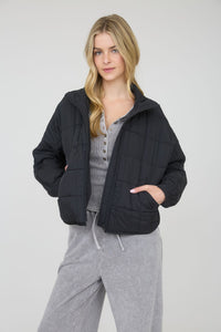 QUILTED ZIP-UP PUFFER JACKET