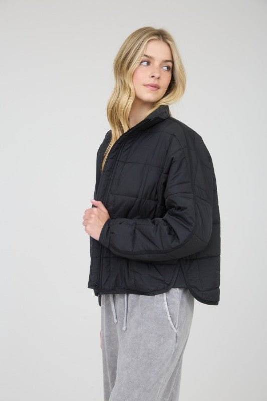 QUILTED ZIP-UP PUFFER JACKET