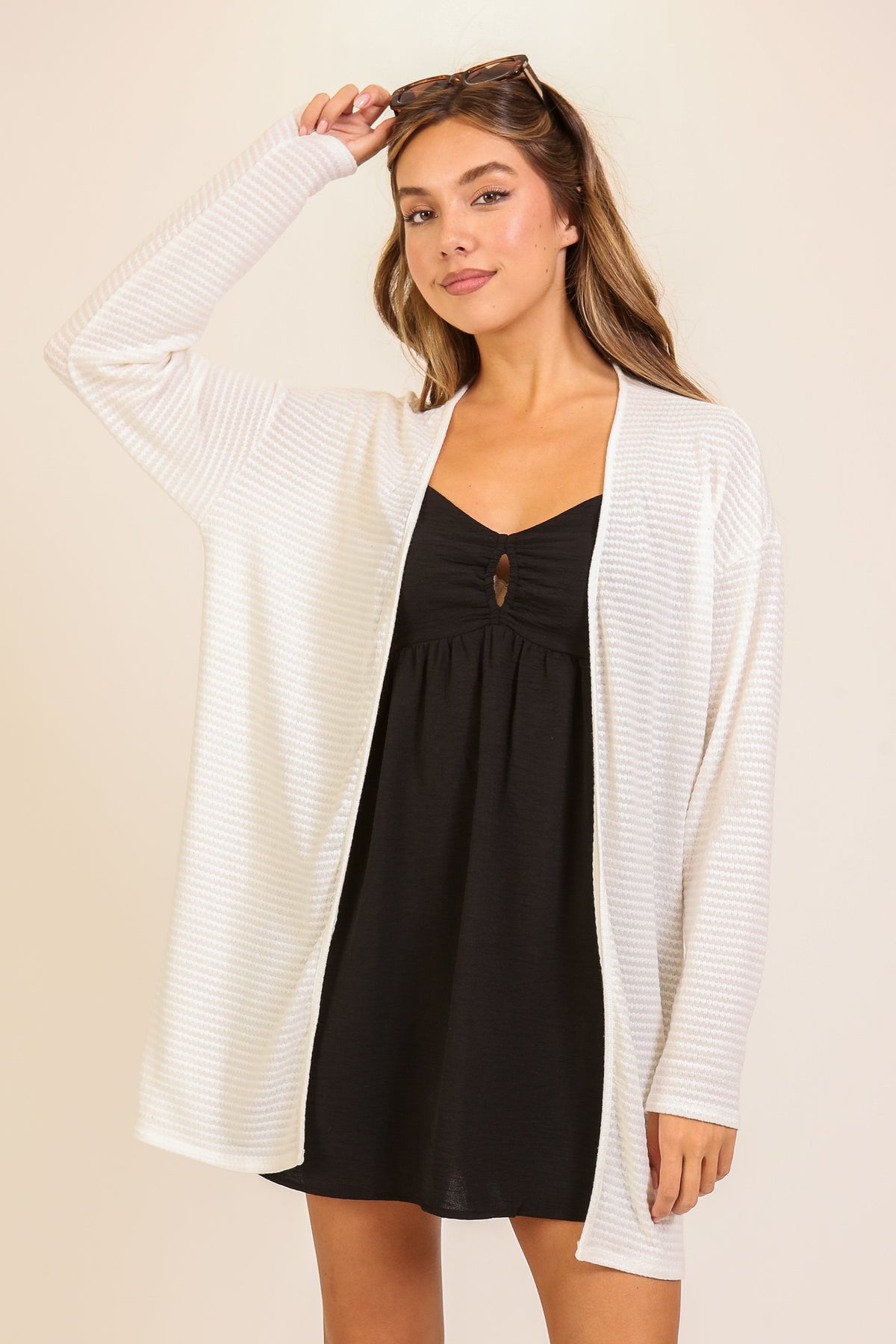 WAFFLE KNIT CARDIGAN