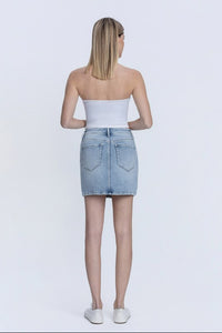 HIGH RISE LIGHT WASH DENIM SKIRT