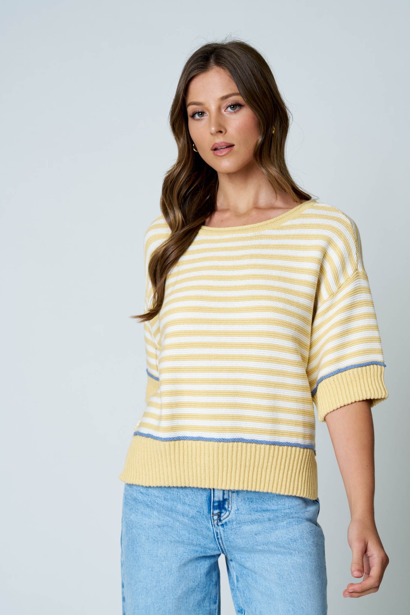 STRIPE LONG SLEEVE KNIT TOP