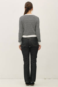 STRIPE ROUND NECK CARDIGAN