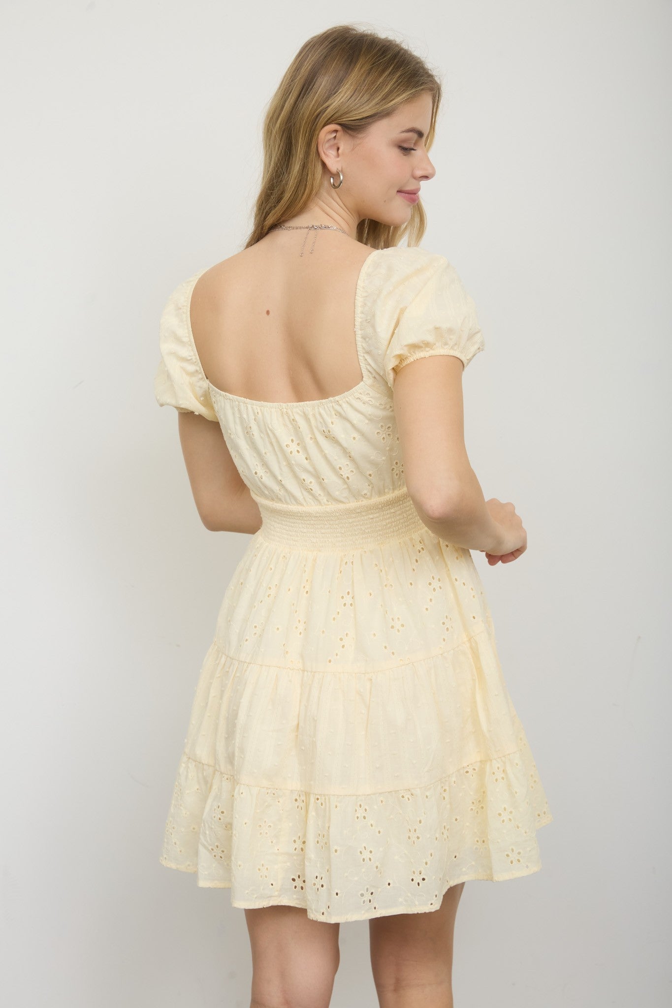 EYELET PATTERN DRESS