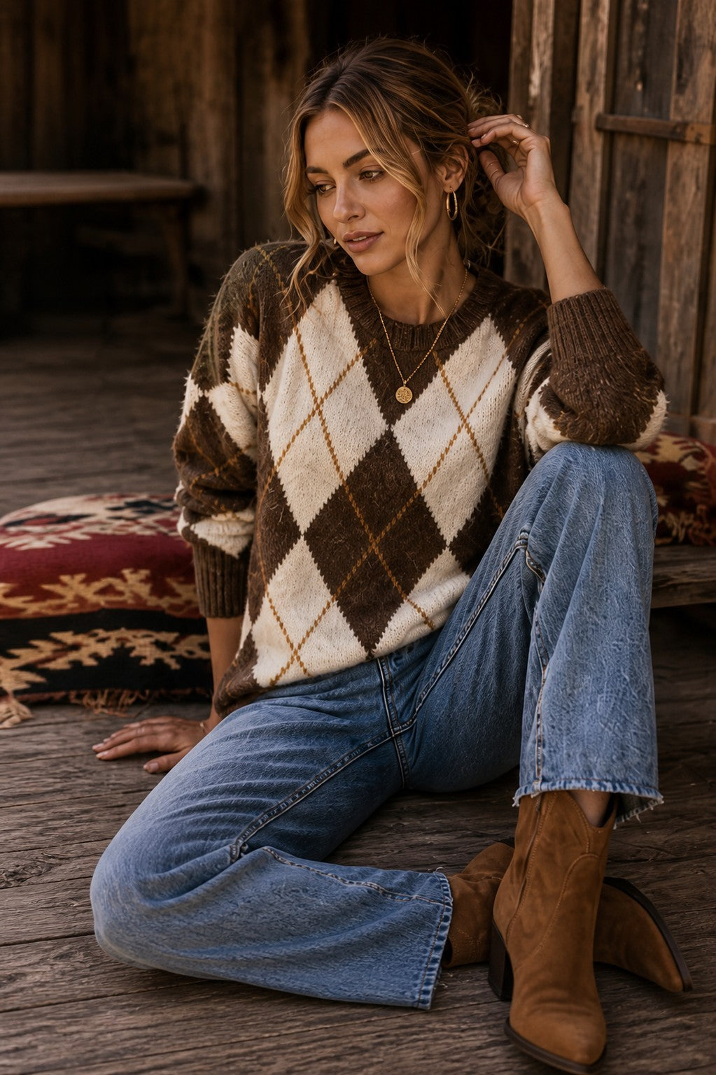 DIAMOND PRINT SWEATER
