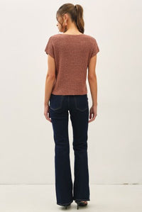 CAP SLEEVE KNIT SWEATER