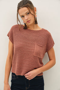 CAP SLEEVE KNIT SWEATER