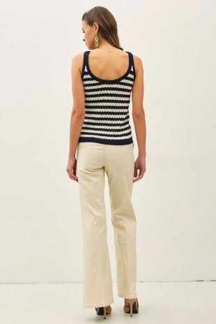TEXTURED STRIPE TANK SWEATER