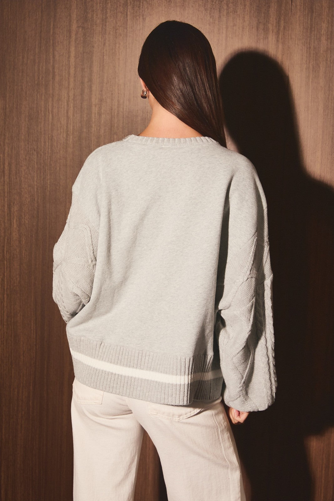 KNIT SLEEVE SWEATSHIRT