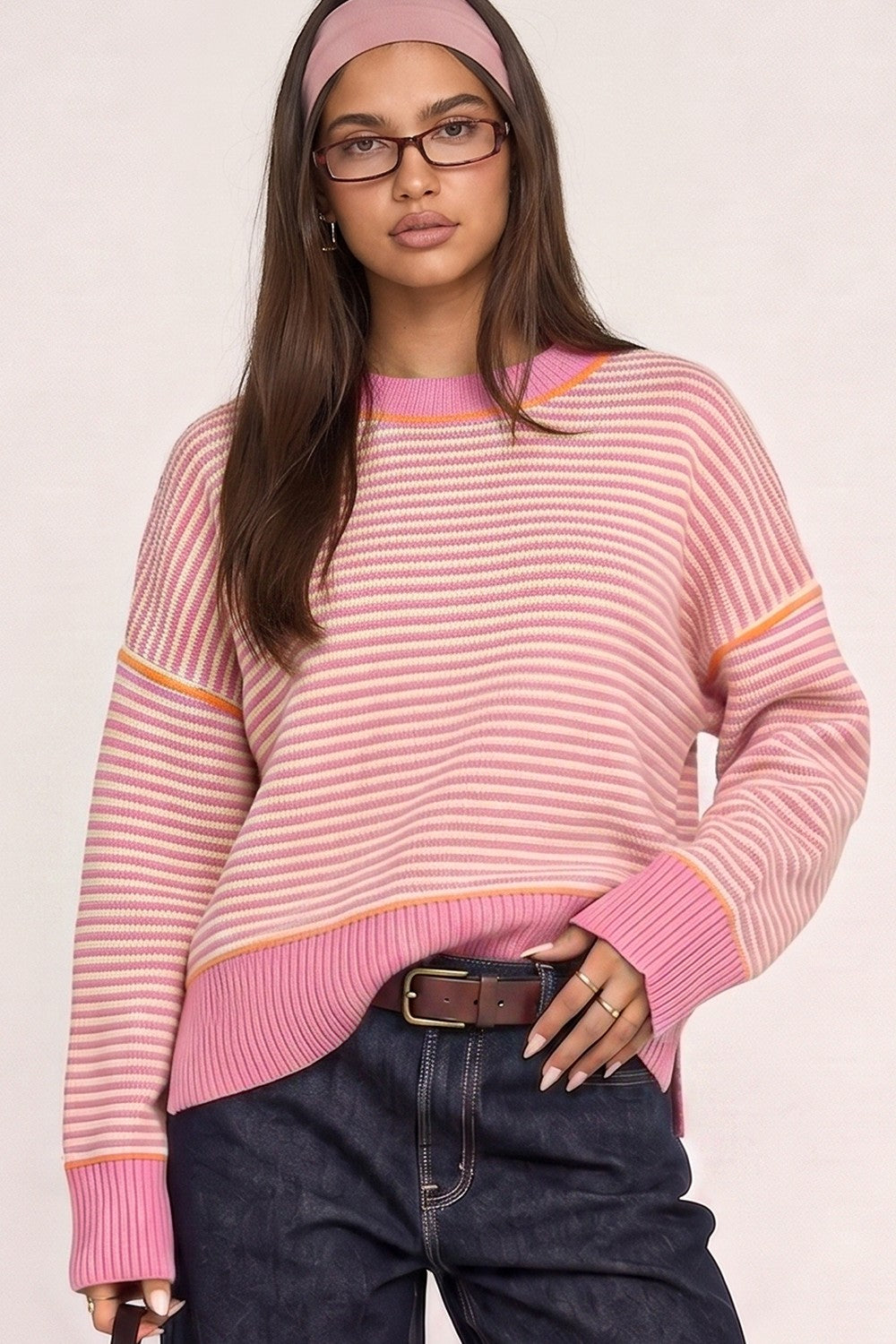 STRIPE CONTRAST SWEATER