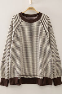 CONTRAST WAFFLE SWEATER