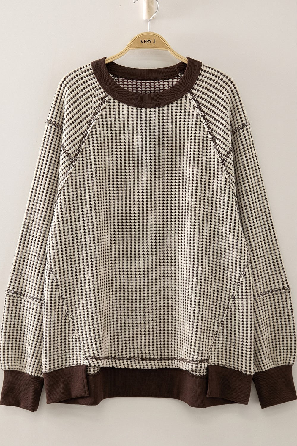 CONTRAST WAFFLE SWEATER