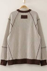 CONTRAST WAFFLE SWEATER