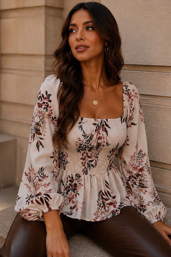FLORAL PEPLUM TOP