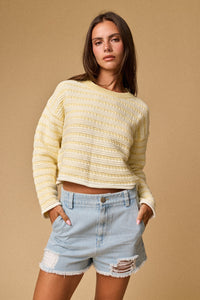 STRIPE CROPPED KNIT TOP