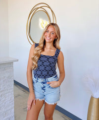 SQUARE NECK FLORAL TANK TOP
