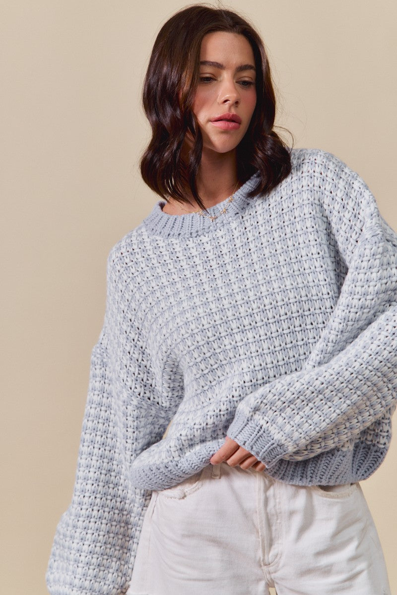 TEXTURED TWO TONE SWEATER
