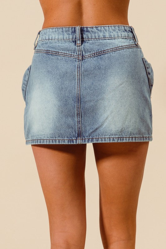 BOW DENIM SKIRT