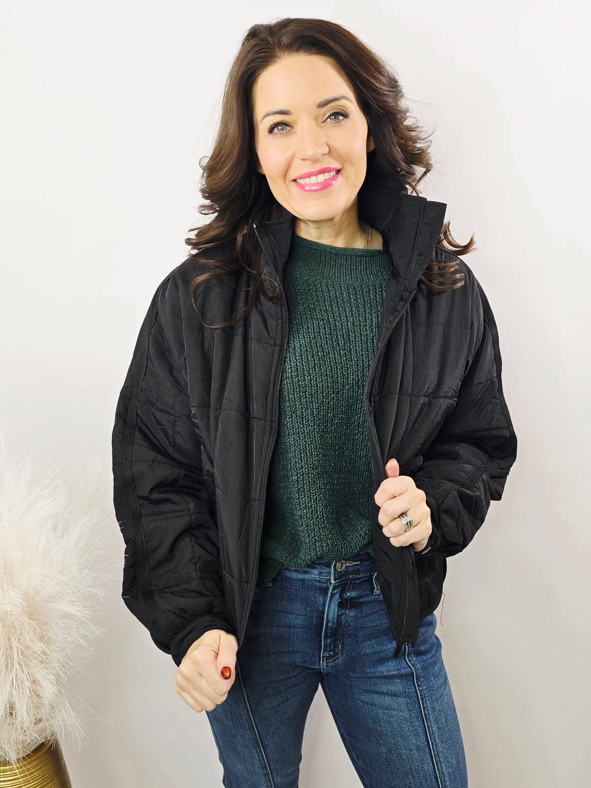 QUILTED ZIP-UP PUFFER JACKET