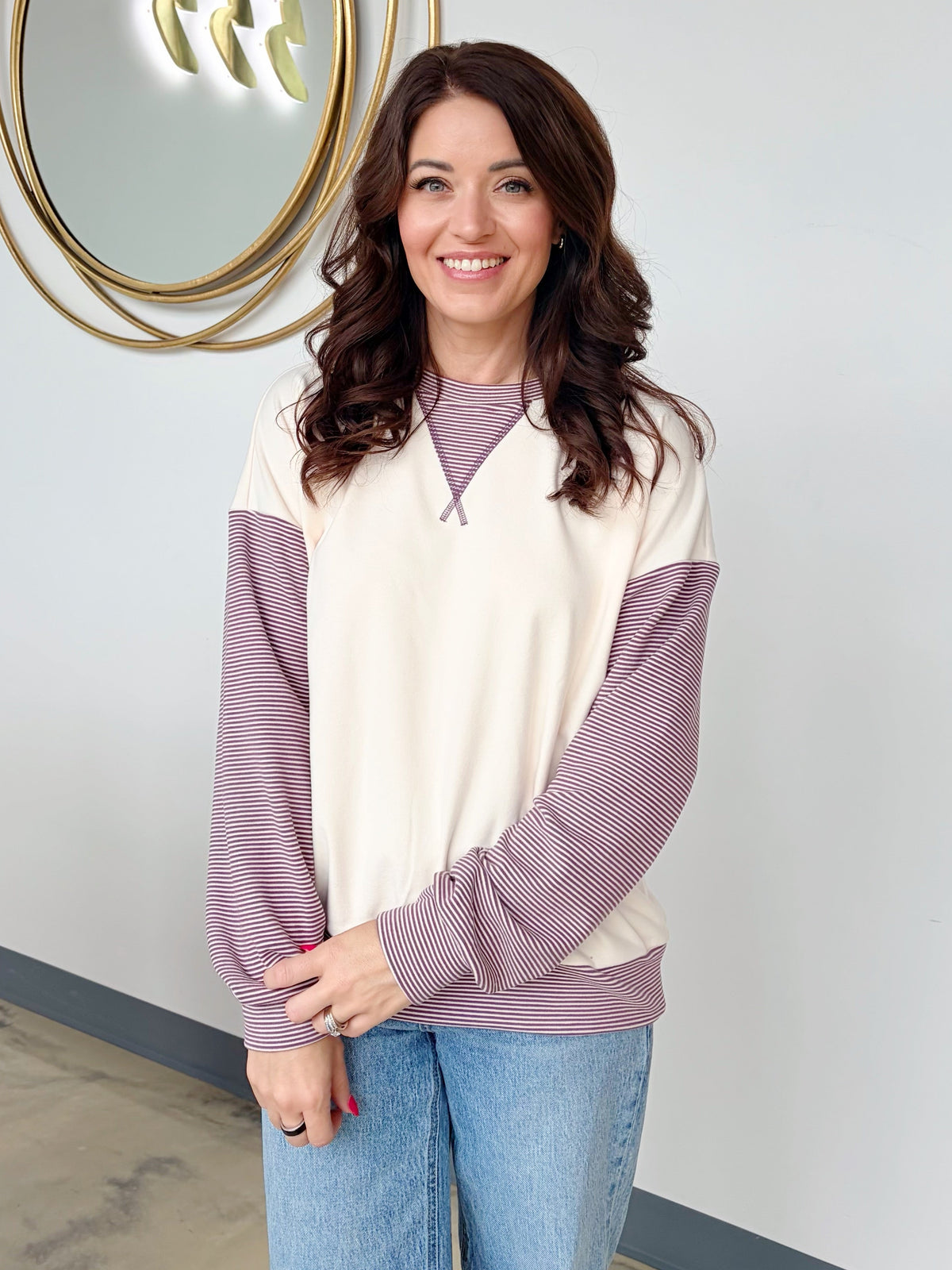 PINSTRIPE MICRO BRUSHED TOP