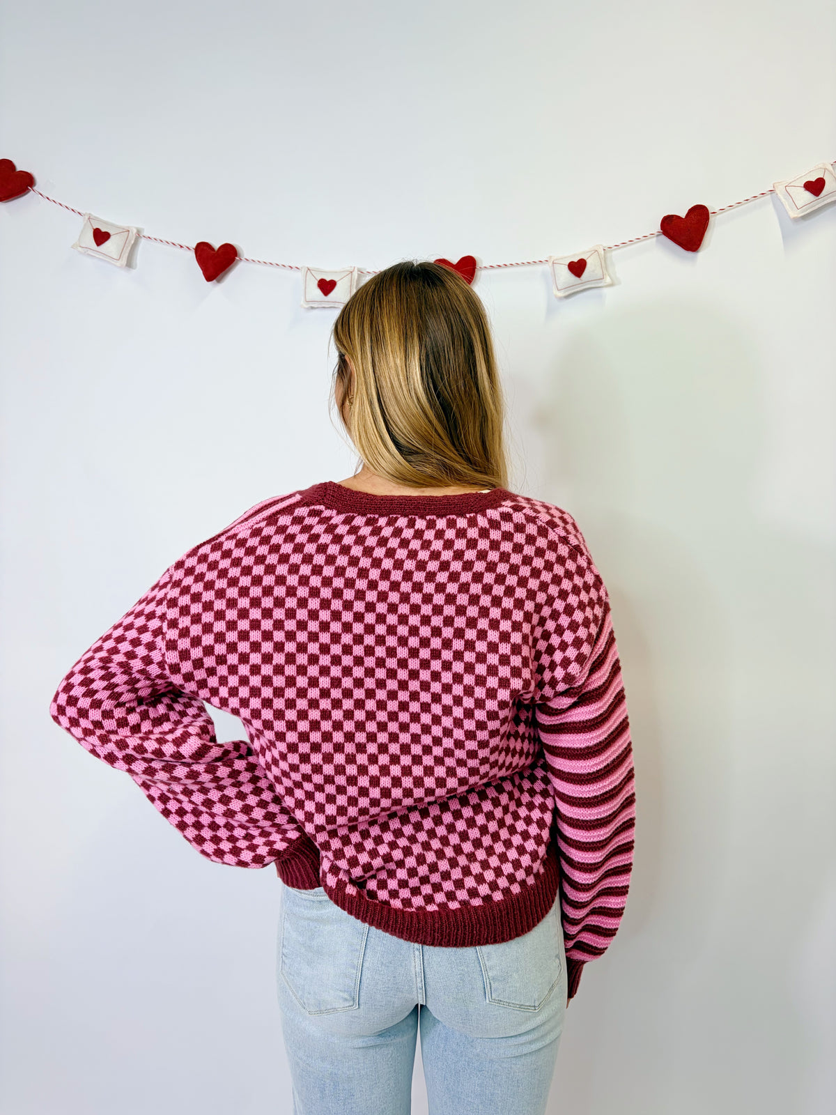 CHECKERED BUTTON DOWN CARDIGAN