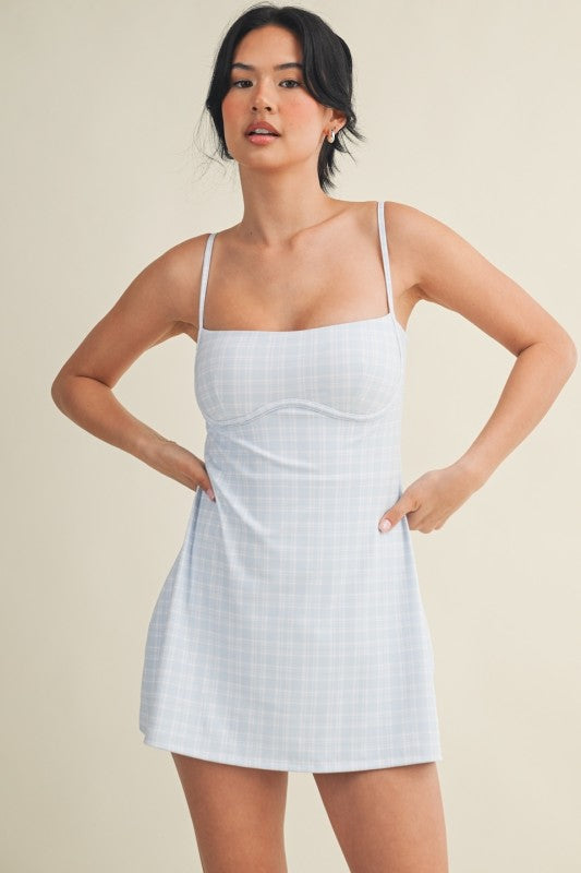 PLAID PRINT SWEETHEART DRESS