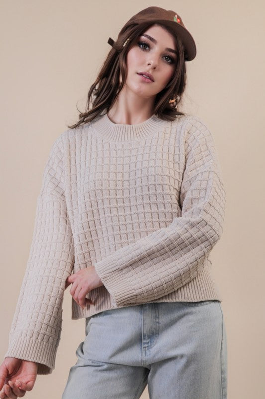OVERSIZED TEXTURED KNIT SWEATER
