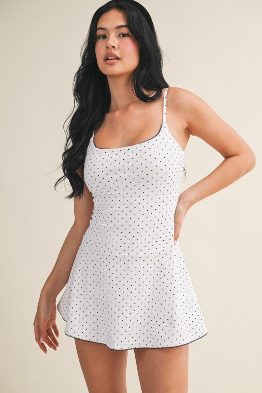 POLKA DOT PRINT ATHLETIC MINI DRESS