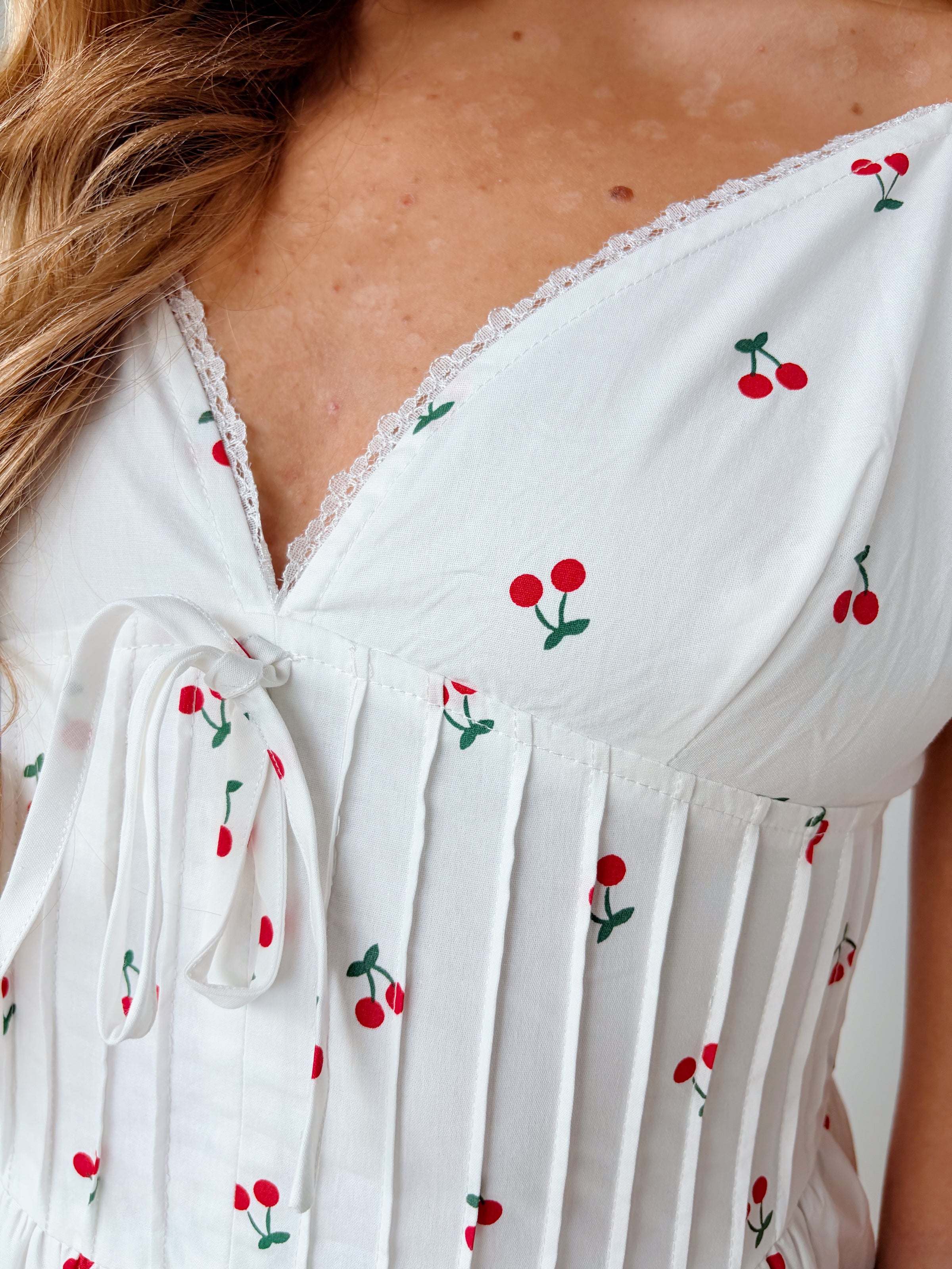 V-NECK CHERRY DRESS