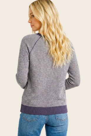 TRIMMED PINSTRIPE SWEATER