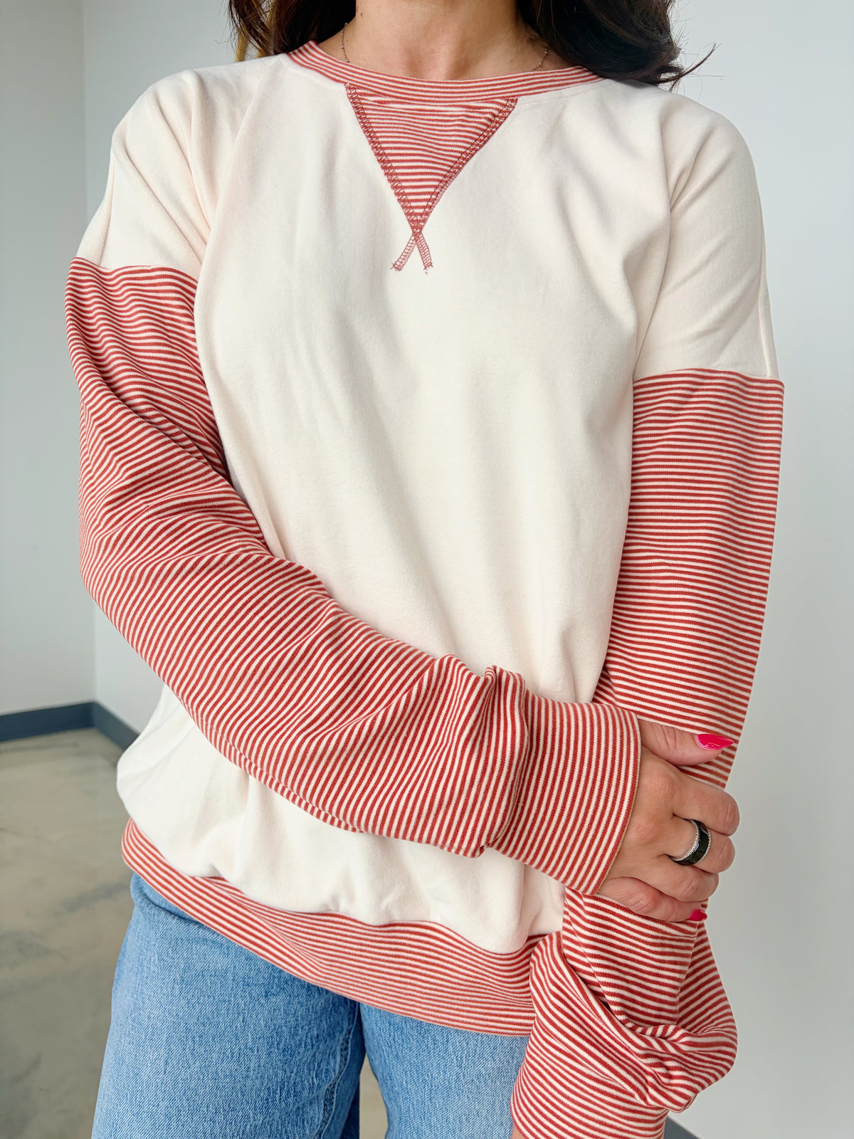 PINSTRIPE MICRO BRUSHED TOP