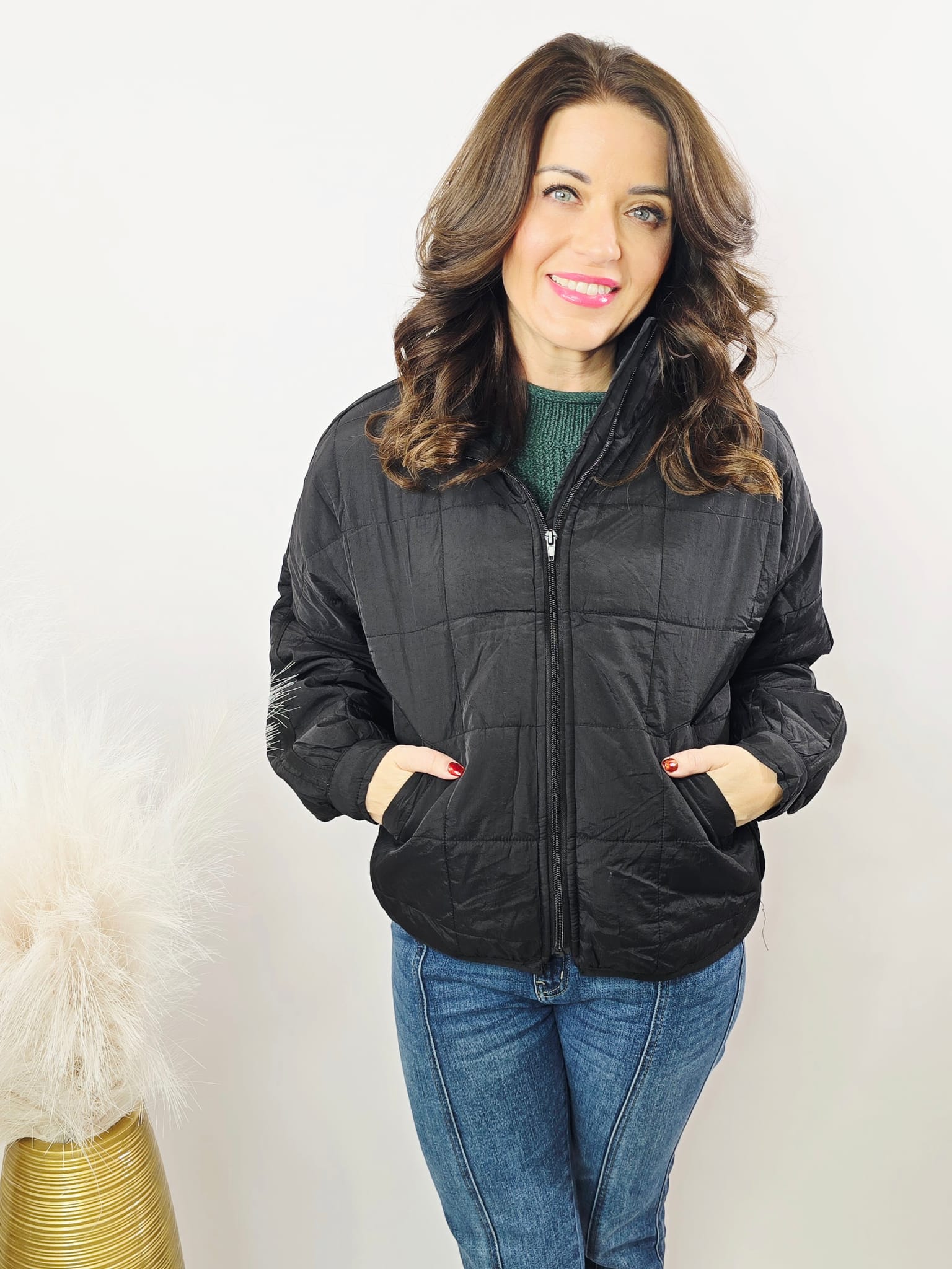 QUILTED ZIP-UP PUFFER JACKET