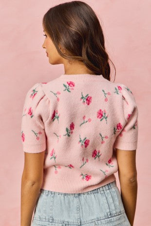 FLORAL PUFF SLEEVE SWEATER