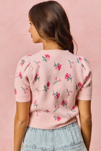 FLORAL PUFF SLEEVE SWEATER