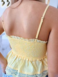 PEPLUM TOP WITH LACE TRIM