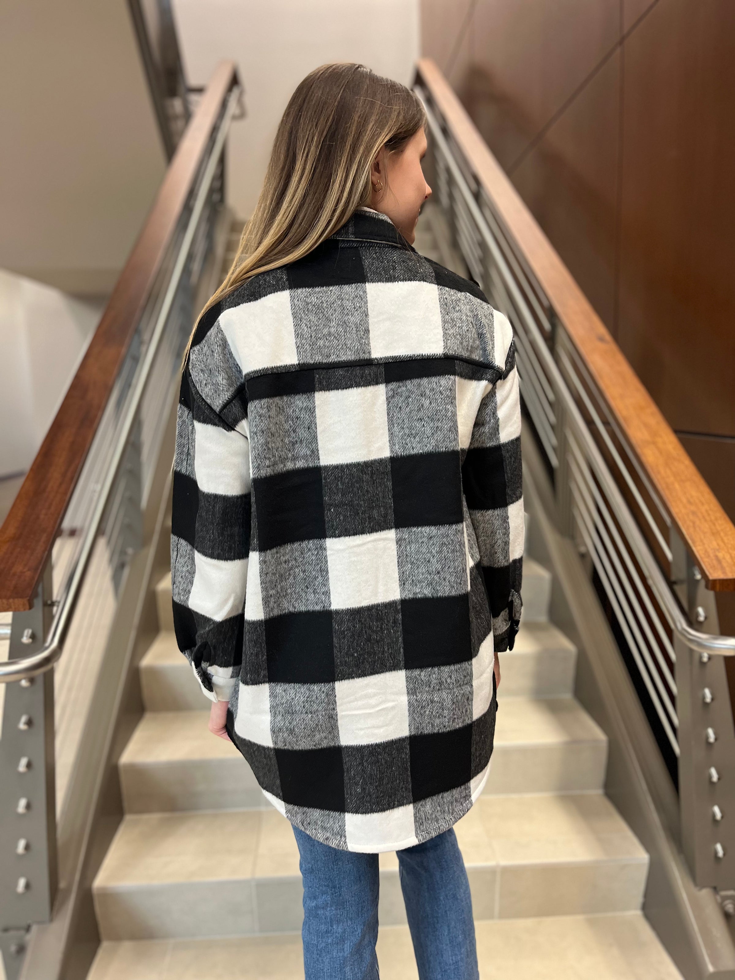 LONG PLAID SHACKET