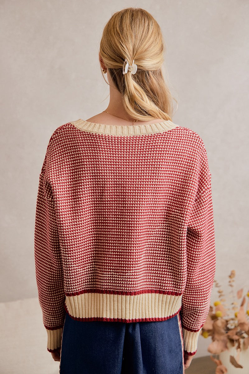 TEXTURED CREWNECK SWEATER