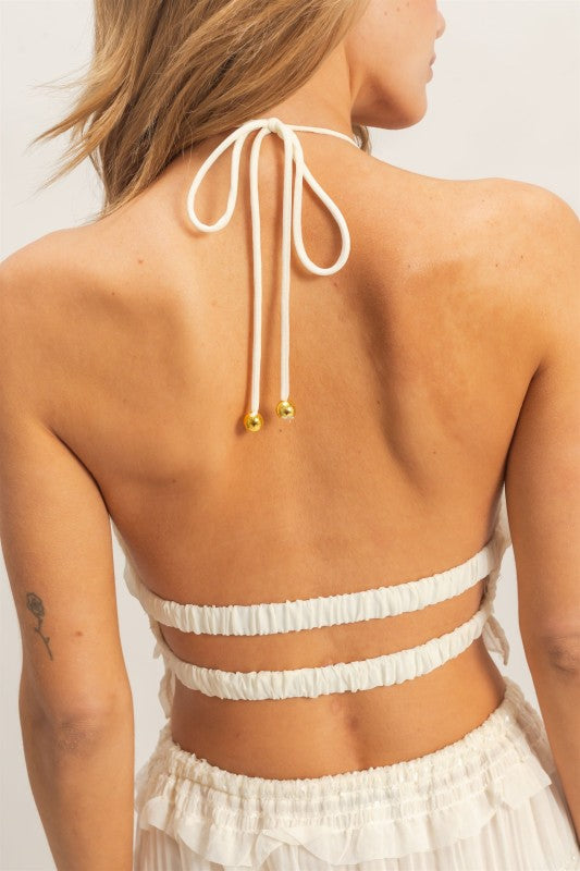 RUFFLE HALTER TOP