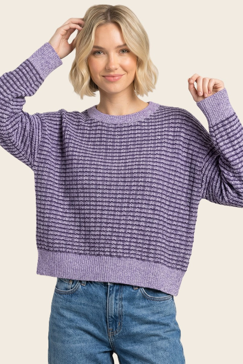 WAFFLE STRIPED SWEATER