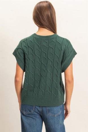 KNIT CAP SLEEVE SWEATER