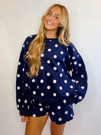 POLKA DOT FLEECE CREWNECK