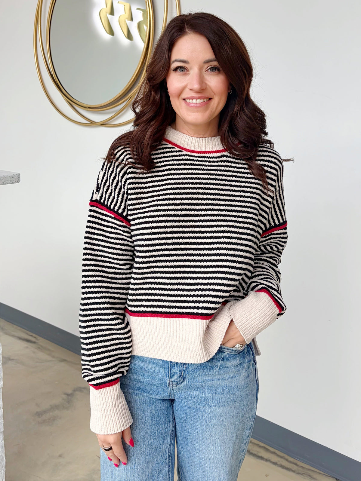 STRIPE CONTRAST SWEATER